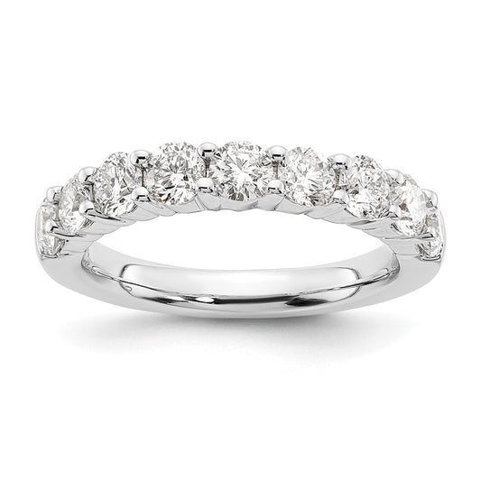 14K White Gold 9-Stone Real Diamond Band