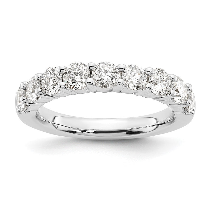 14K White Gold 9-Stone Real Diamond Band