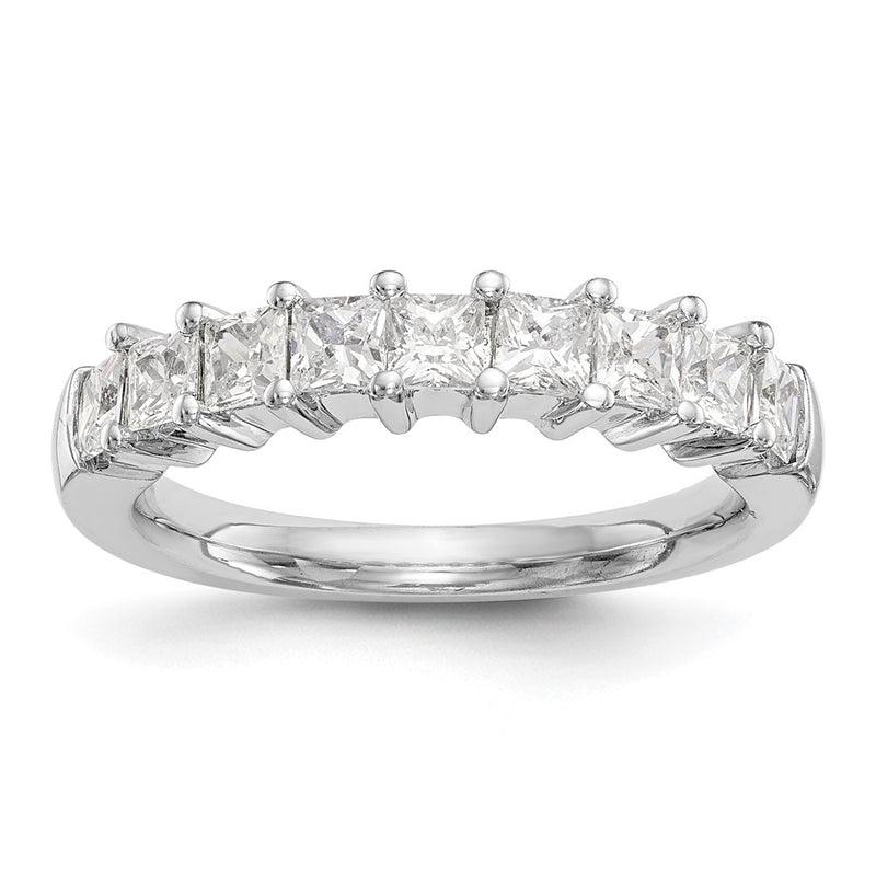 14K White Gold 9-Stone Real Diamond Band