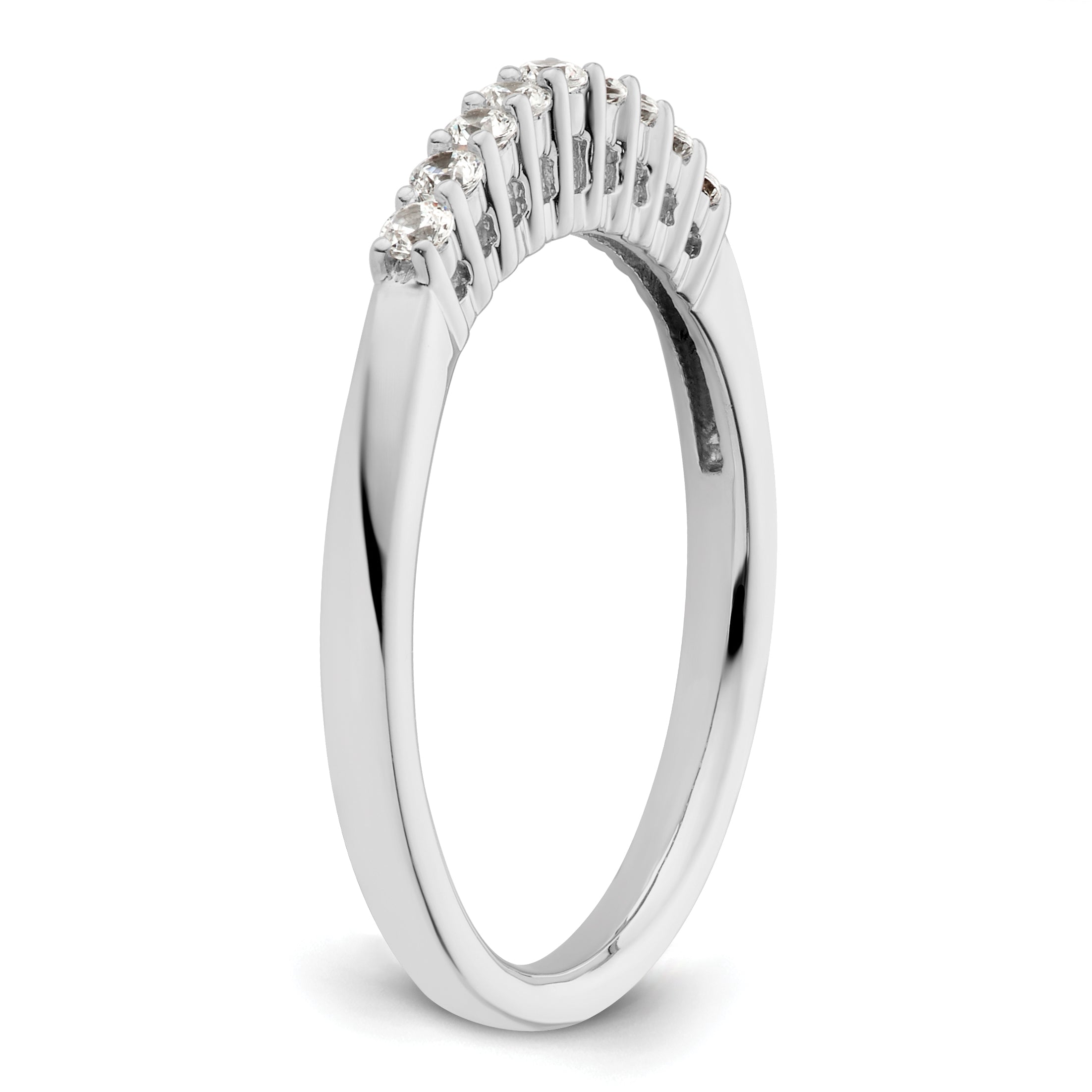 0.23ct. CZ Solid Real 14K White Gold 9-Stone Wedding Band Ring