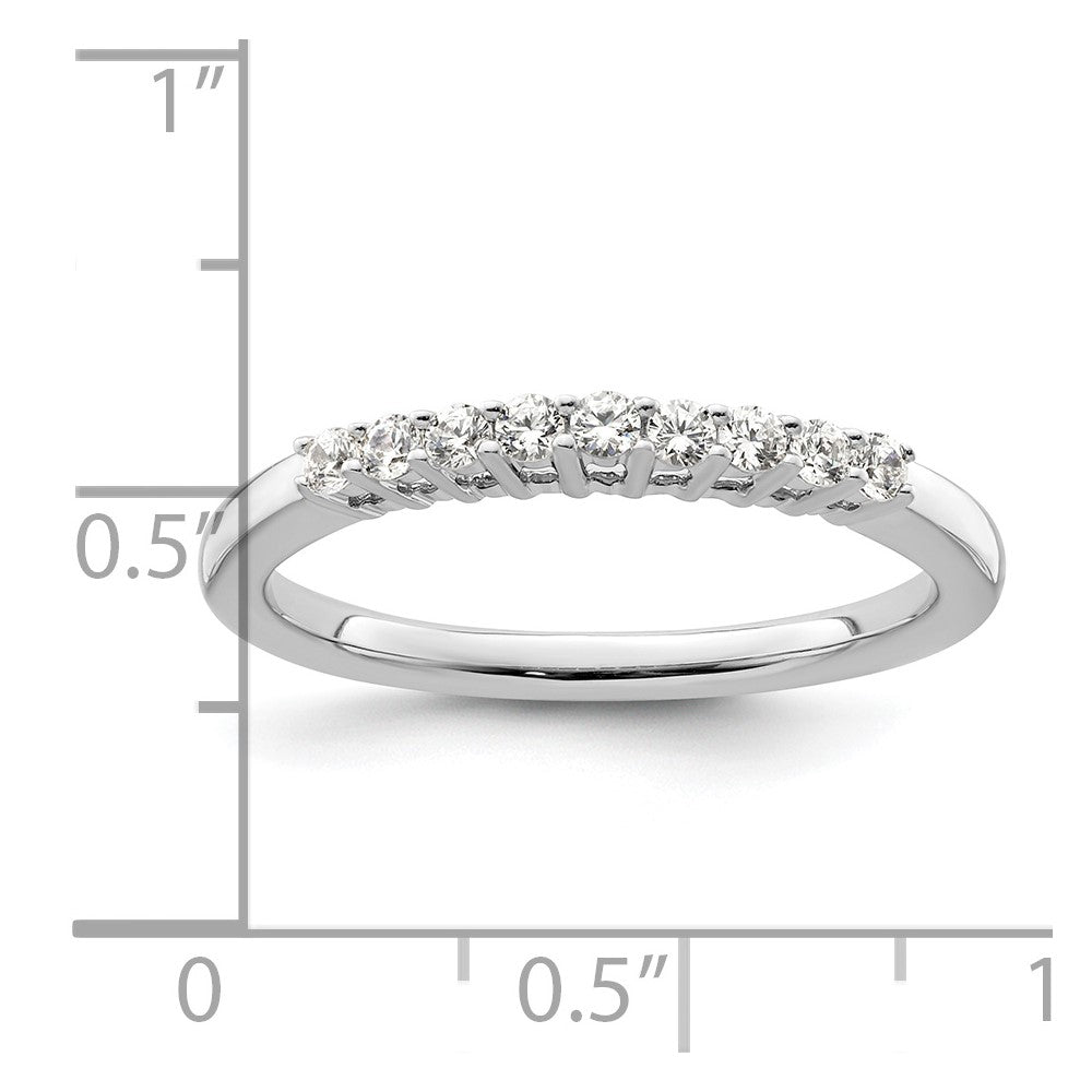 0.23ct. CZ Solid Real 14K White Gold 9-Stone Wedding Band Ring