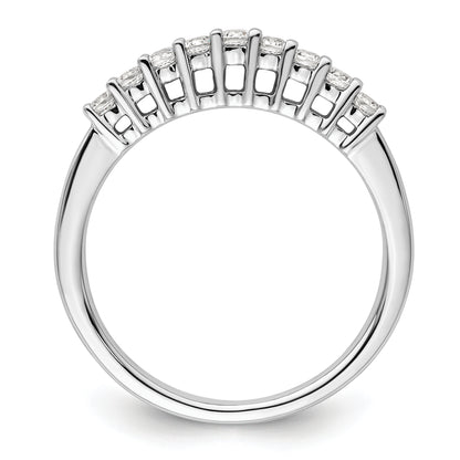 0.32ct. CZ Solid Real 14K White Gold 9-Stone Wedding Band Ring