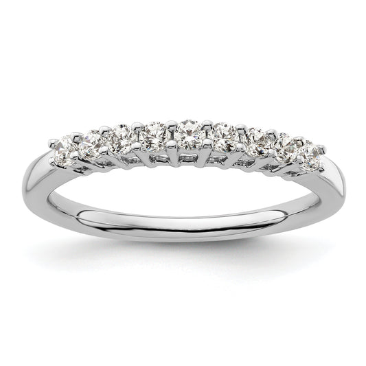 0.32ct. CZ Solid Real 14K White Gold 9-Stone Wedding Band Ring