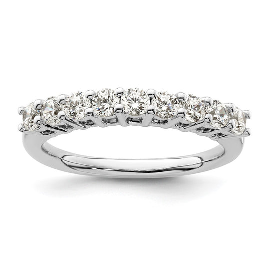 14K White Gold 9-Stone Real Diamond Band