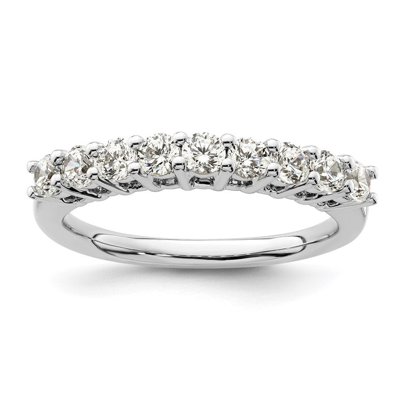 14K White Gold 9-Stone Real Diamond Band