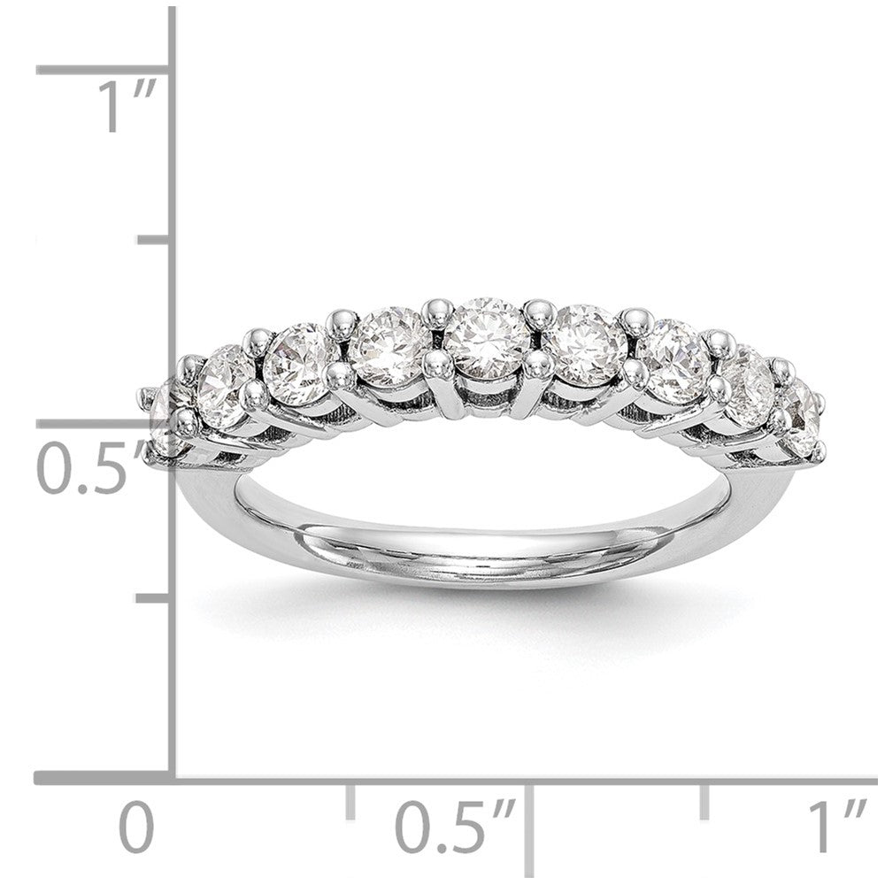 14K White Gold 9-Stone Real Diamond Band