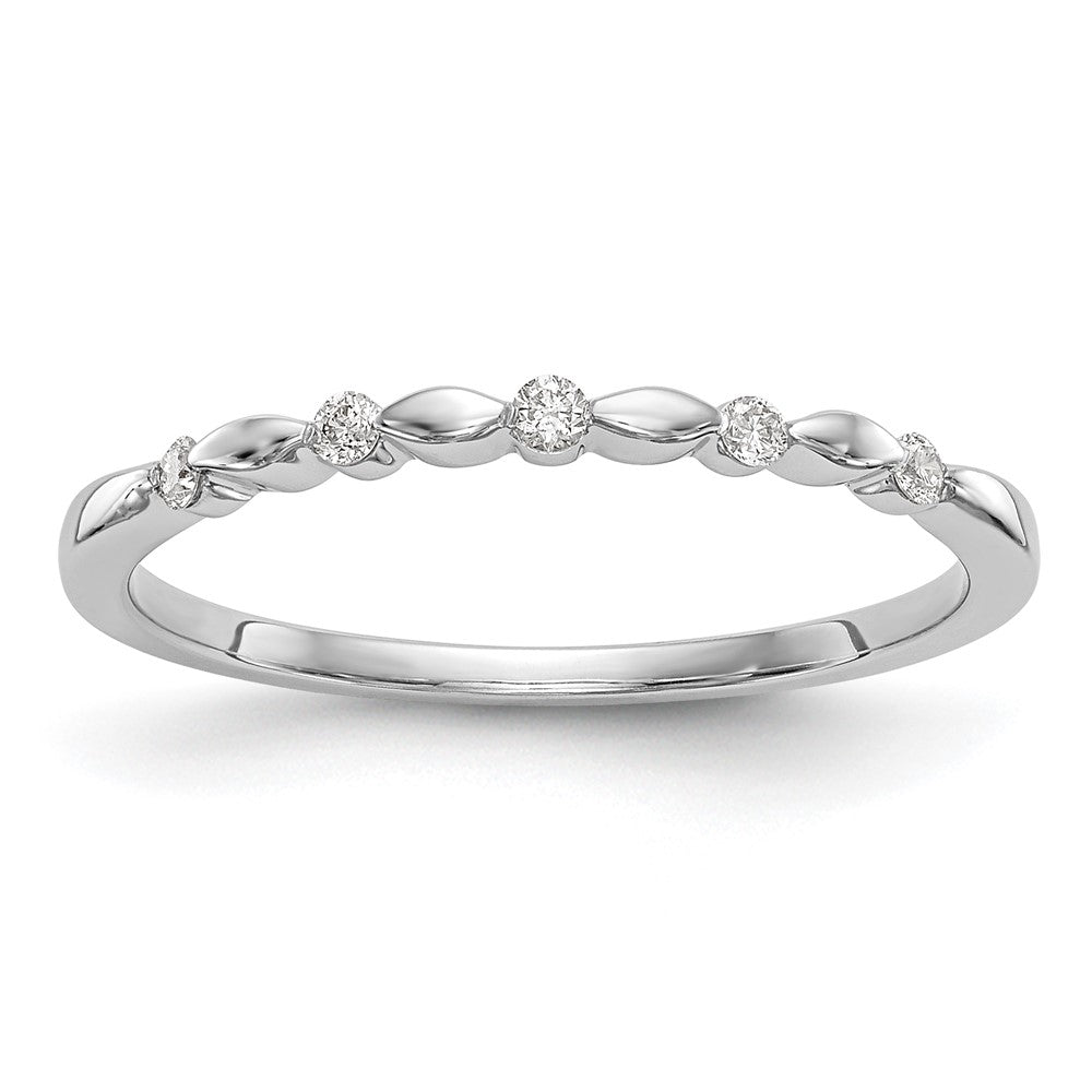 0.08ct. CZ Solid Real 14K White Gold Wedding Band Ring