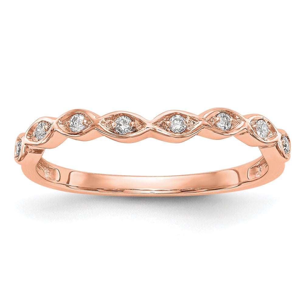 14K Rose Gold Real Diamond Band