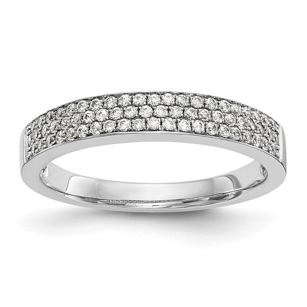 0.32ct. CZ Solid Real 14K White Gold Micro Pave Wedding Band Ring