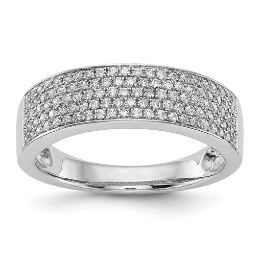 0.54ct. CZ Solid Real 14K White Gold Micro Pave Wedding Band Ring