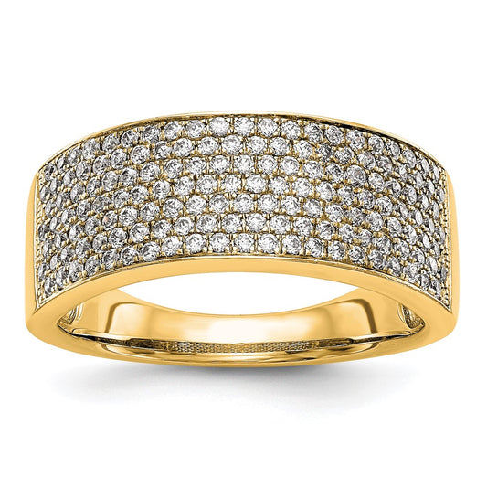0.75ct. CZ Solid Real 14K Yellow Gold Micro Pave Wedding Band Ring