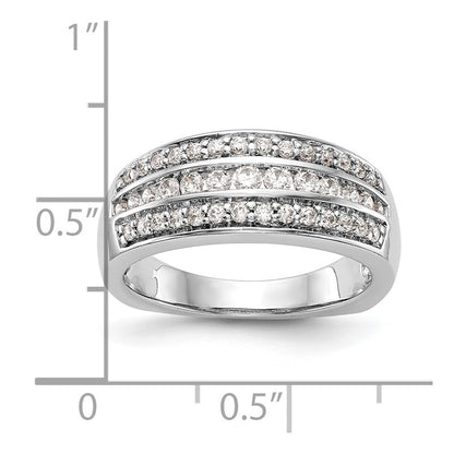 14K White Gold Real Diamond Band