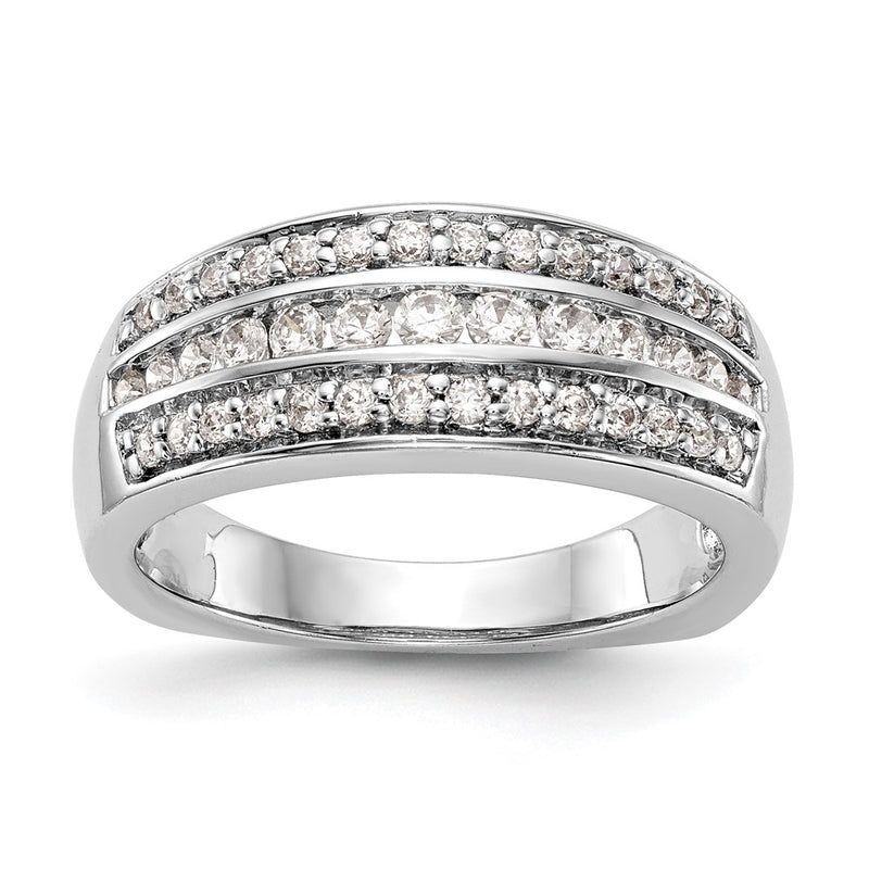 14K White Gold Real Diamond Band