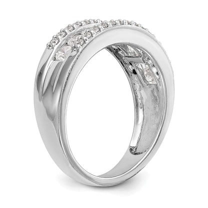 14K White Gold Real Diamond Band