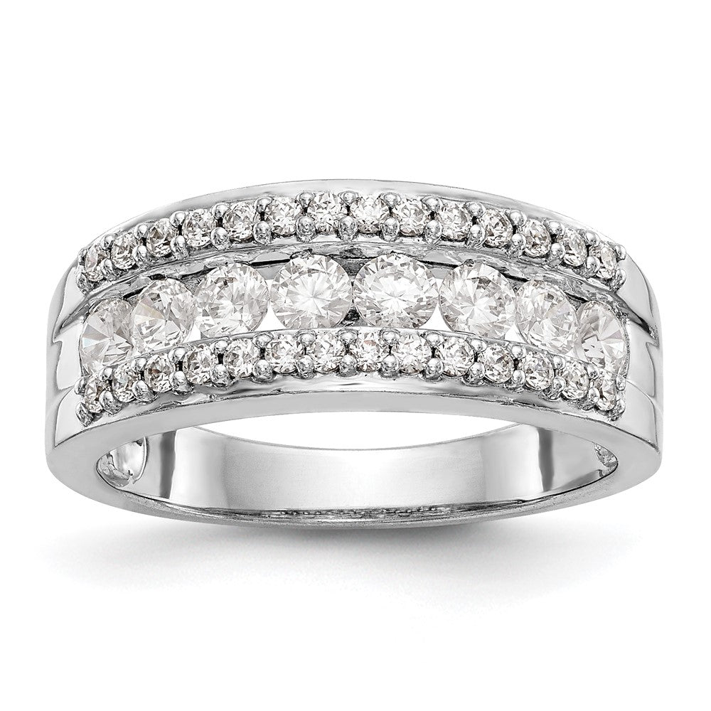 14K White Gold Real Diamond Band