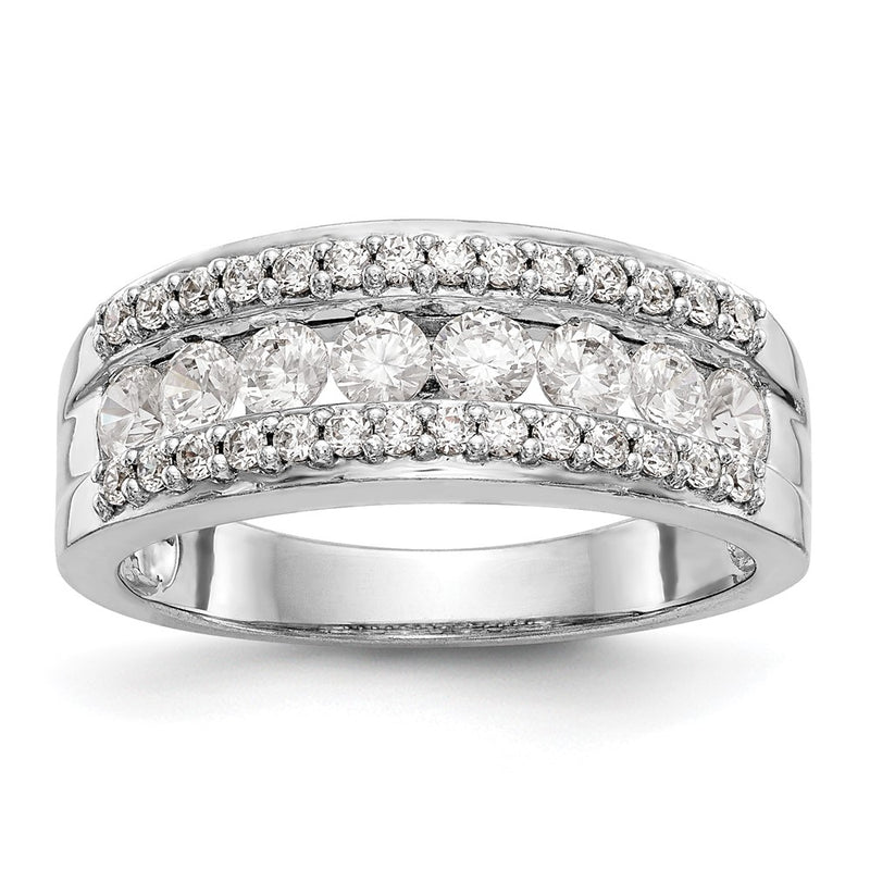 14K White Gold Real Diamond Band