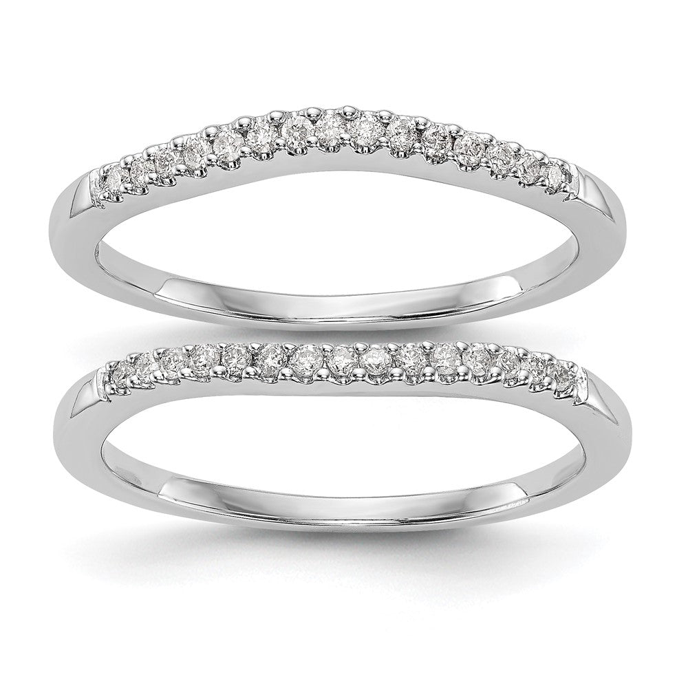 0.18ct. CZ Solid Real 14K White Gold Set of 2 Wedding Band Rings