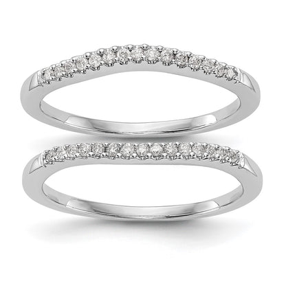 0.18ct. CZ Solid Real 14K White Gold Set of 2 Wedding Band Rings