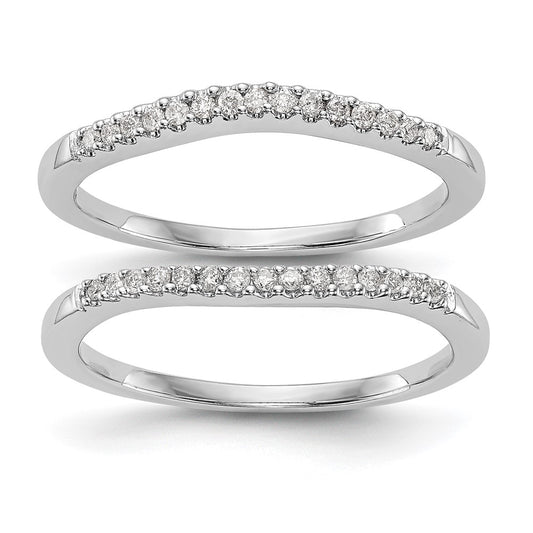 0.18ct. CZ Solid Real 14K White Gold Set of 2 Wedding Band Rings