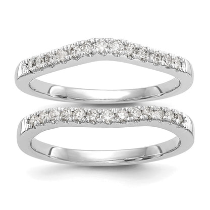 14K Set of Two White Gold Real Diamond Bands