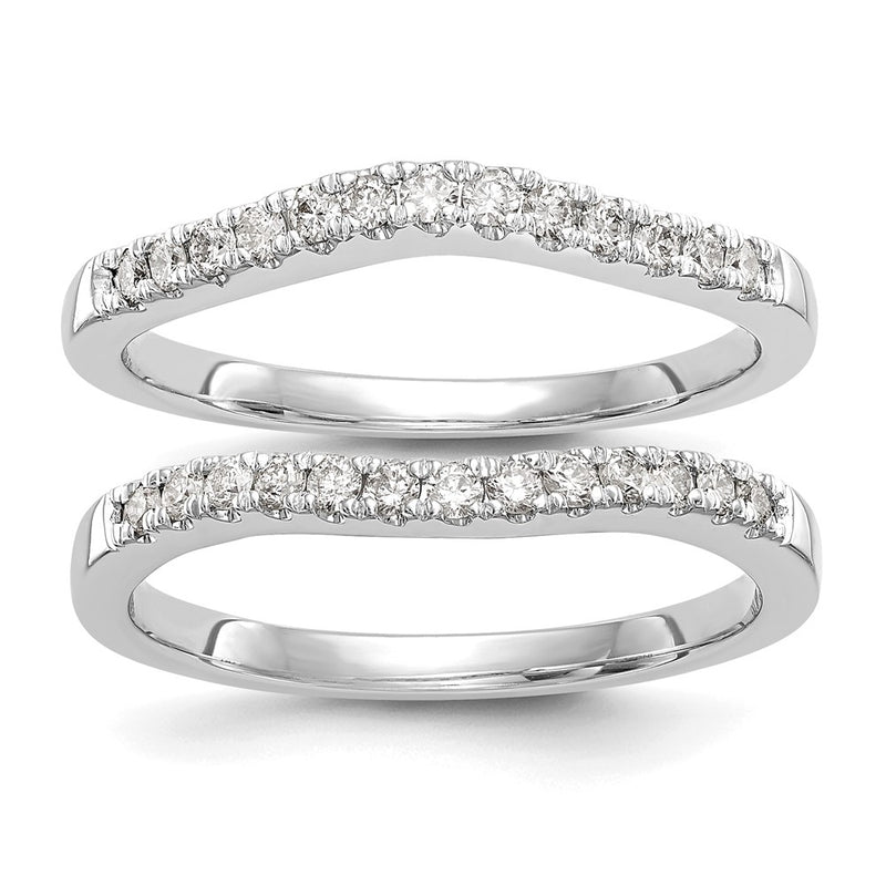 14K Set of Two White Gold Real Diamond Bands