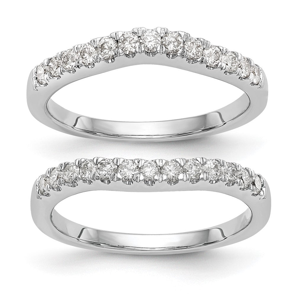 14K White Gold Set of 2 Real Diamond Bands