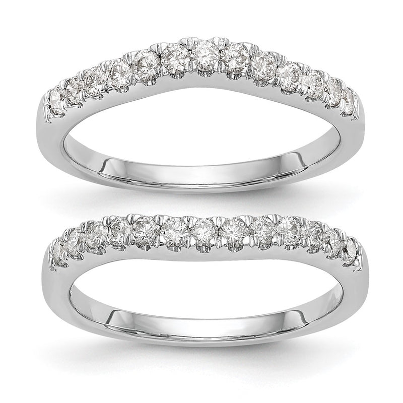 14K White Gold Set of 2 Real Diamond Bands