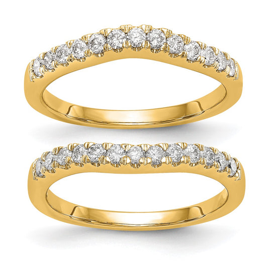 14K Yellow Gold Set of 2 Real Diamond Bands