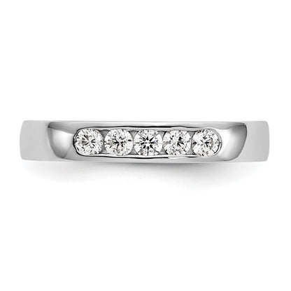 0.26ct. CZ Solid Real 14K White Gold 5-2.4mm Stone Channel Wedding Band Ring