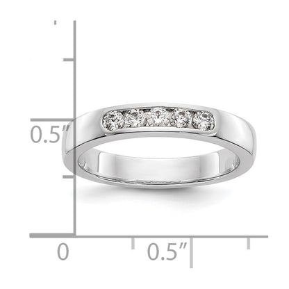 0.26ct. CZ Solid Real 14K White Gold 5-2.4mm Stone Channel Wedding Band Ring