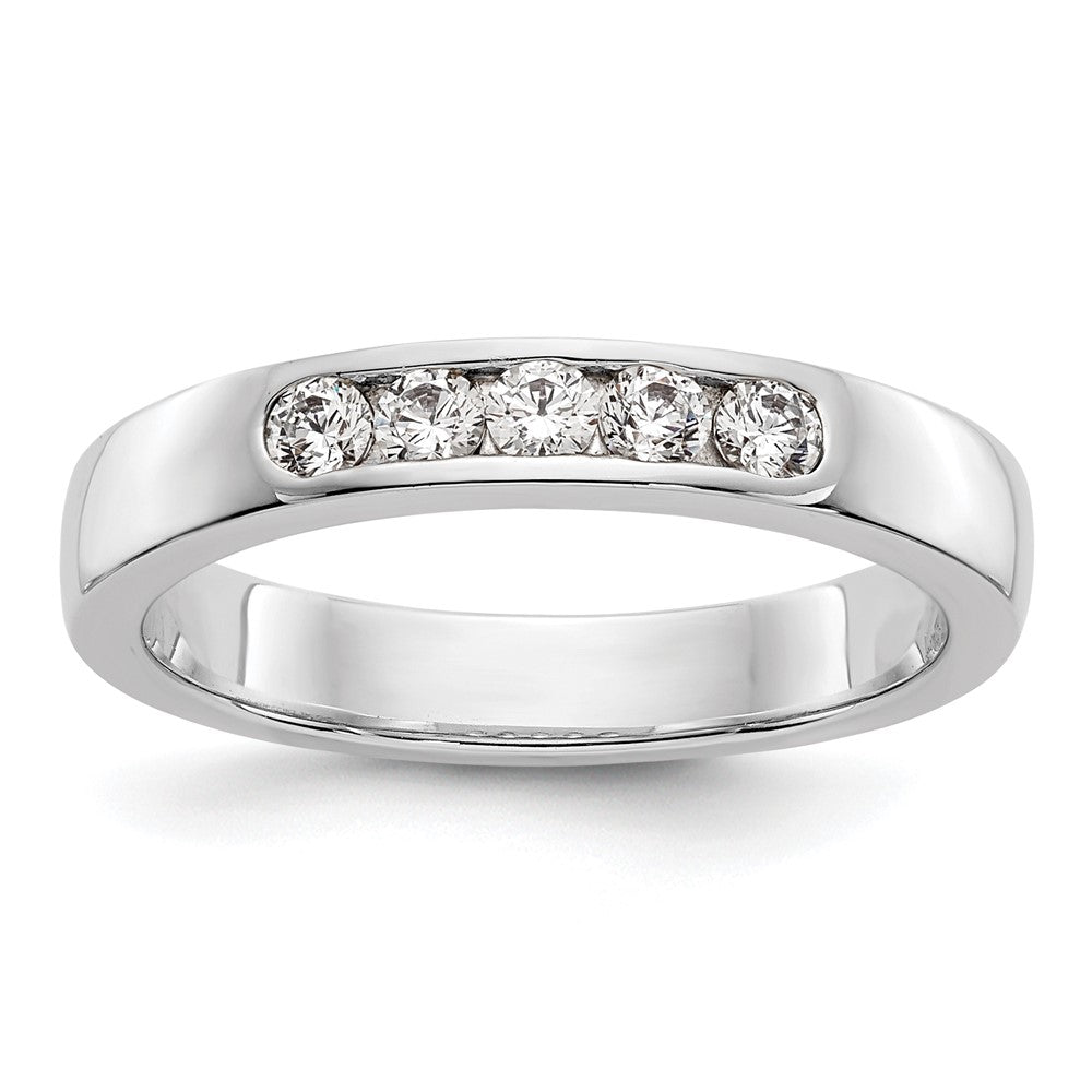 0.26ct. CZ Solid Real 14K White Gold 5-2.4mm Stone Channel Wedding Band Ring