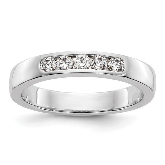 0.26ct. CZ Solid Real 14K White Gold 5-2.4mm Stone Channel Wedding Band Ring