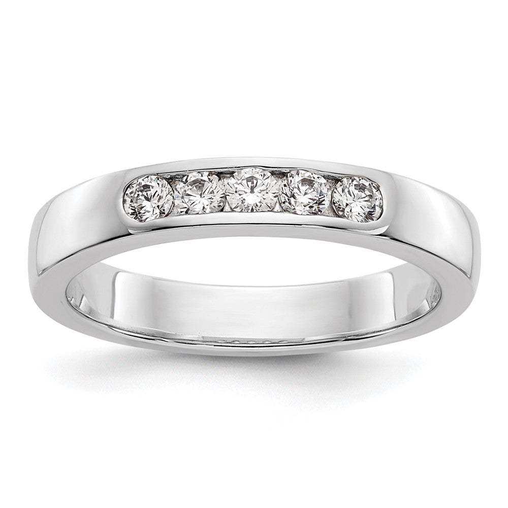 14k White Gold 5-Stone 1/4 carat Round Diamond Complete Channel Band