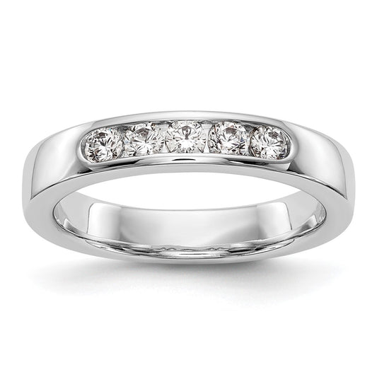 0.35ct. CZ Solid Real 14K White Gold 5-2.6mm Channel Wedding Band Ring
