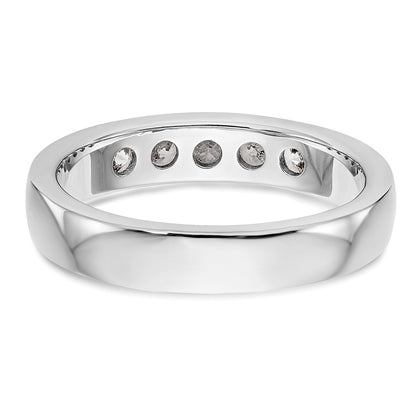 0.47ct. CZ Solid Real 14K White Gold 5-Stone Channel Wedding Band Ring