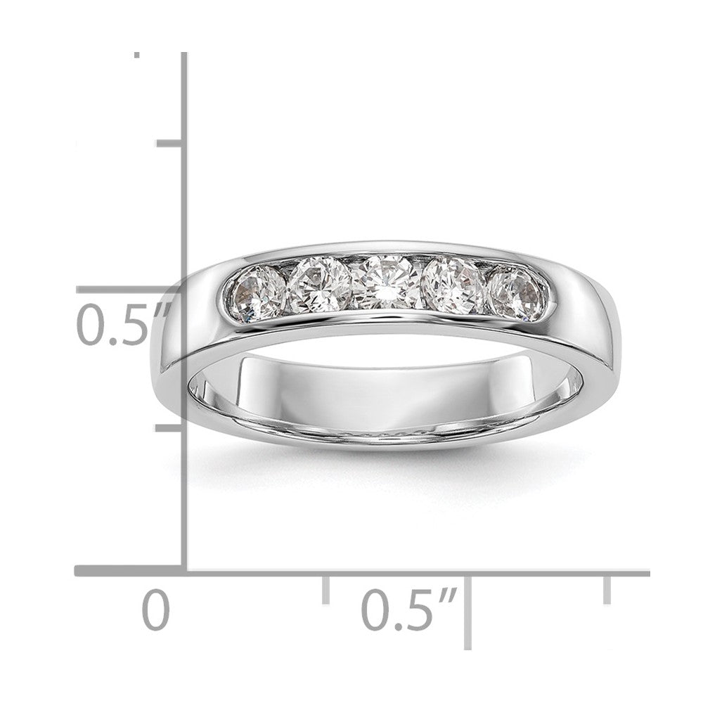 0.47ct. CZ Solid Real 14K White Gold 5-Stone Channel Wedding Band Ring