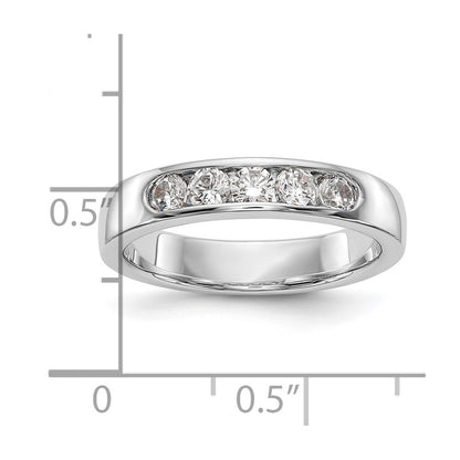 0.47ct. CZ Solid Real 14K White Gold 5-Stone Channel Wedding Band Ring