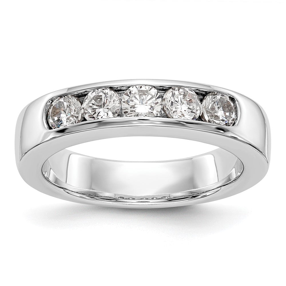 0.75ct. CZ Solid Real 14K White Gold 5-3.4mm Stone Channel Wedding Band Ring