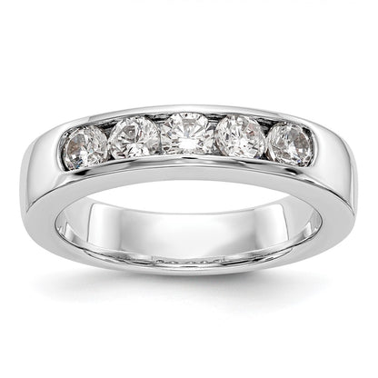 0.75ct. CZ Solid Real 14K White Gold 5-3.4mm Stone Channel Wedding Band Ring