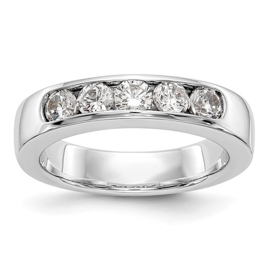 0.75ct. CZ Solid Real 14K White Gold 5-Stone Channel Wedding Band Ring