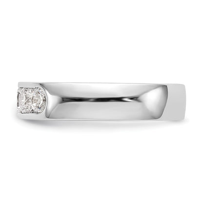 1.00ct. CZ Solid Real 14K White Gold 5-3.7mm Stone Channel Wedding Band Ring