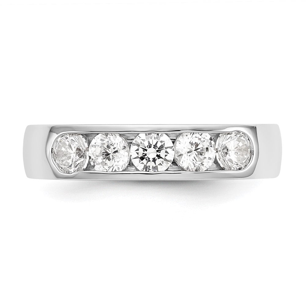 1.00ct. CZ Solid Real 14K White Gold 5-3.7mm Stone Channel Wedding Band Ring