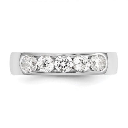1.00ct. CZ Solid Real 14K White Gold 5-3.7mm Stone Channel Wedding Band Ring