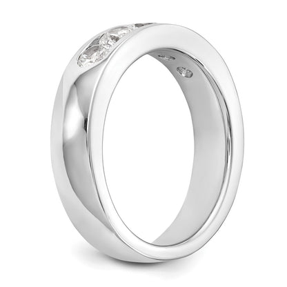 1.00ct. CZ Solid Real 14K White Gold 5-3.7mm Stone Channel Wedding Band Ring