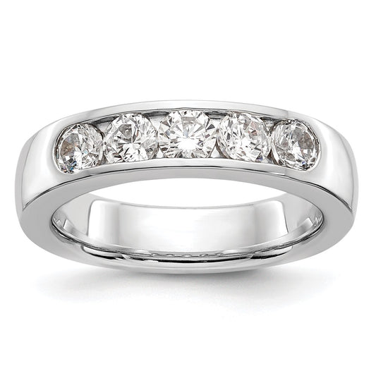 14k White Gold 5-Stone 1 carat Round Diamond Complete Channel Band