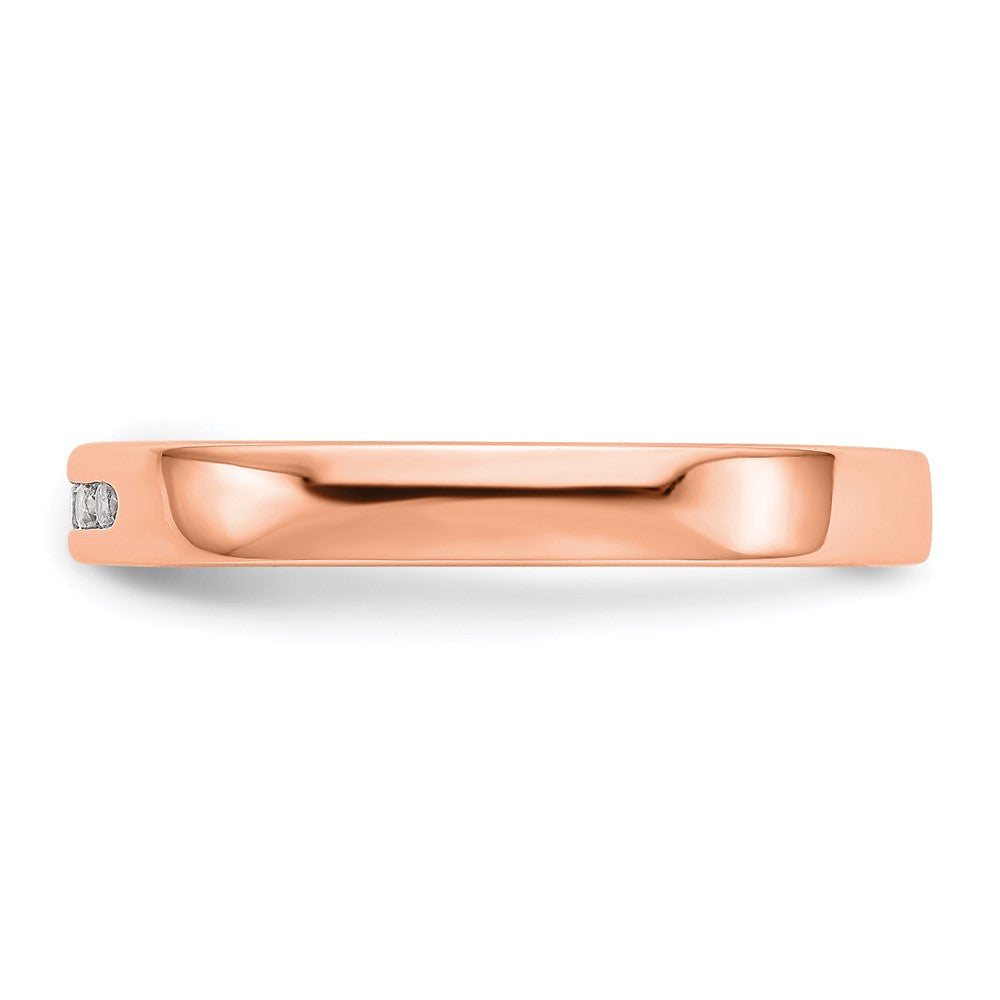 0.09ct. CZ Solid Real 14K Rose Gold 5-Stone Channel Wedding Band Ring