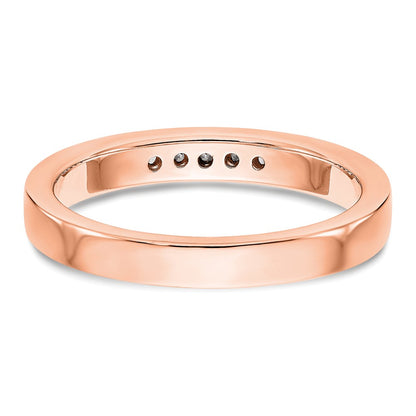 0.09ct. CZ Solid Real 14K Rose Gold 5-Stone Channel Wedding Band Ring