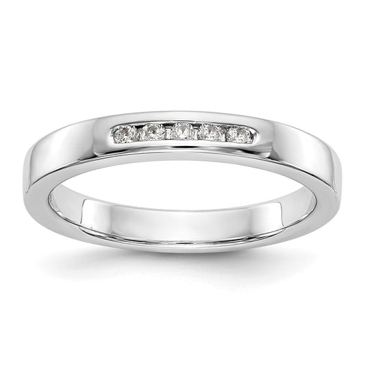 0.09ct. CZ Solid Real 14K White Gold 5-1.6mm Stone Channel Wedding Band Ring