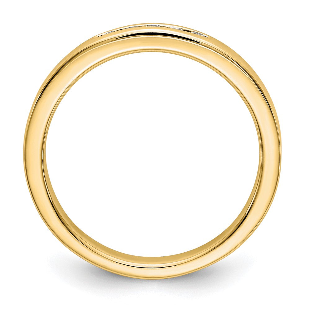 0.09ct. CZ Solid Real 14K Yellow Gold 5-1.6mm Stone Channel Wedding Band Ring