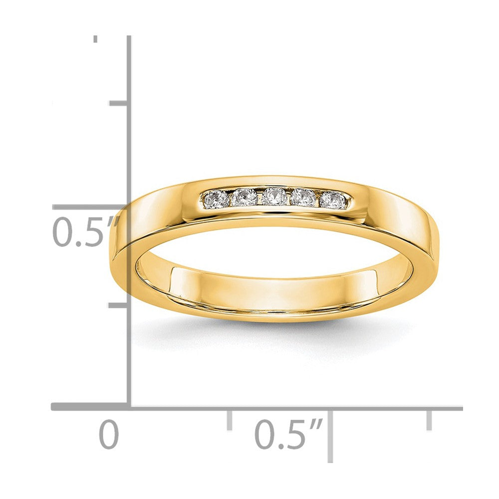 0.09ct. CZ Solid Real 14K Yellow Gold 5-1.6mm Stone Channel Wedding Band Ring